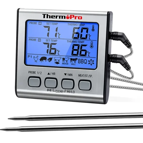 Digital Meat Thermometer Cooking Grill BBQ with Dual Food Temperature Probes for Smoker Kitchen Oven