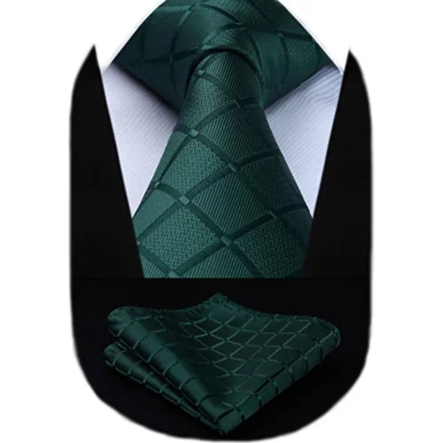 Wedding Plaid Tie Handkerchief Pocket Square Set For Formal Business