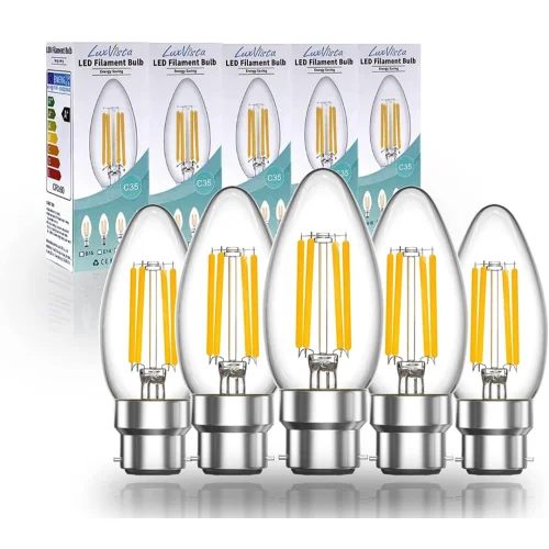 LED Candle Filament Bulb Dimmable Bayonet Cap BC Vintage Edison - 5Pack
