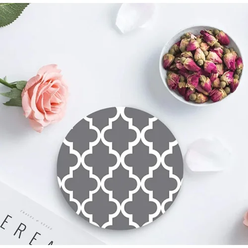 Absorbent Coasters for Drinks - Set of 6  XL 4.3" Ceramic Cup Mats with Big Cork Base Pad