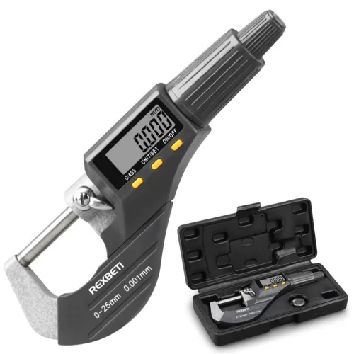 Digital Micrometer, Professional Inch/Metric Thickness Measuring Tools 0.00005"/0.001 mm