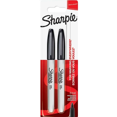 SHARPIE Permanent Markers Fine Tip Black Pack of 2