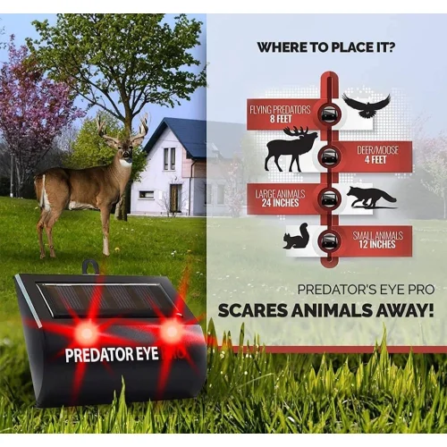 Solar-Powered Predator's Eye with Two Red Flashing Lights, Water-Repellent Repeller