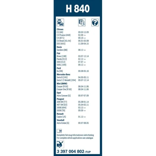 Wiper Blade Rear H840, Length: 290mm – Rear Wiper Blade