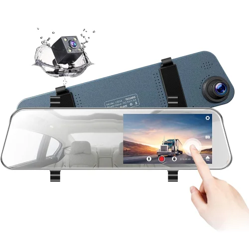 Mirror Dash Cam, Backup Camera 5inch LCD Rear View Mirror Camera Ultra-Thin Touch Screen Full HD