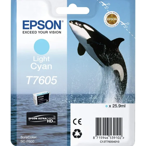 Epson C13T76054010 T7605 Ink Cartridge, Light Cyan, Genuine