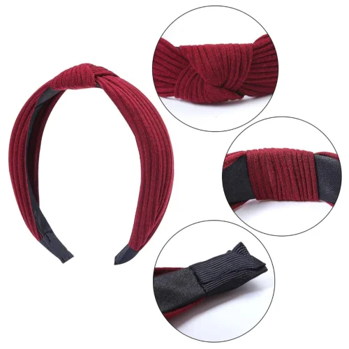 Women's Wide Plain Headbands Fashion Knot Turban -3 Pack