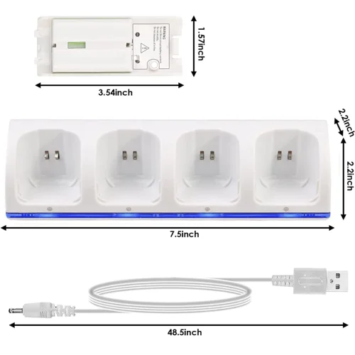 4 Dock Wii Remote Charger Station, 4 IN 1 Controller Charging Docking Stand