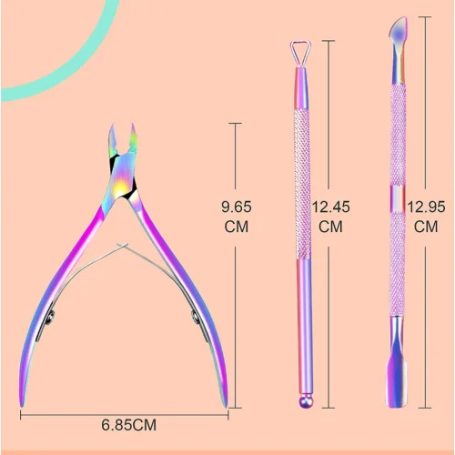 Cuticle Nippers with Cuticle Pusher, 3 in 1 , Professional Stainless Steel Tool for Fingernails and
