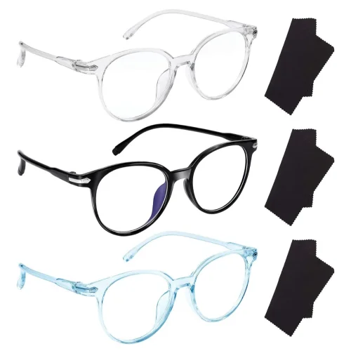 URATOT 3 Pack Blue Light Blocking Glasses Anti-Blue Computer Reading Glasses Retro Clear Lens Anti E