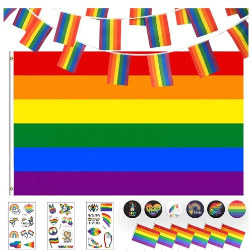 Pride Flag Decorations, Gay Pride Accessories Flags / Badge / Hand Flags / Bunting