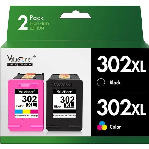 Valuetoner 302XL Remanufactured for HP 302 Ink Cartridges  (Black Color, 2-Pack)