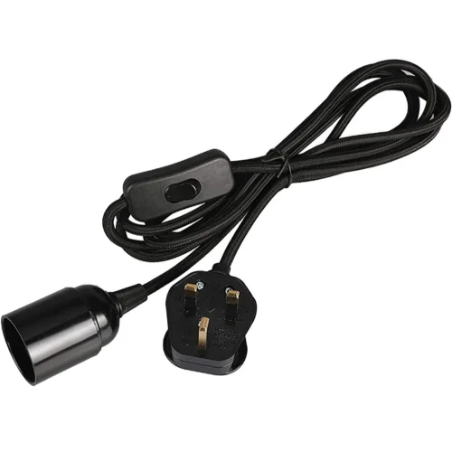 Pendant Light Ceiling Lighting Fitting, E27, 2 Core Gold Fabric Cable Plug with On/Off Switch