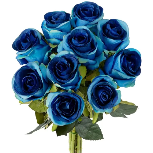 10 PCS Large Roses Artificial Flowers, 21" Real Touch Rose Flowers, Many Green Leaves Fake Flowers