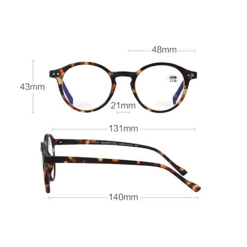 Anti-blu-ray reading glasses, anti-glare, glasses unisex, ultra-light, round frame design vintage