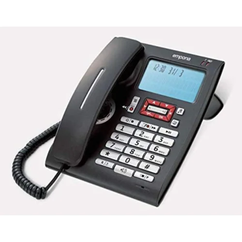 Amplified corded Desk/Office telephone with Answer Machine Black/Silver