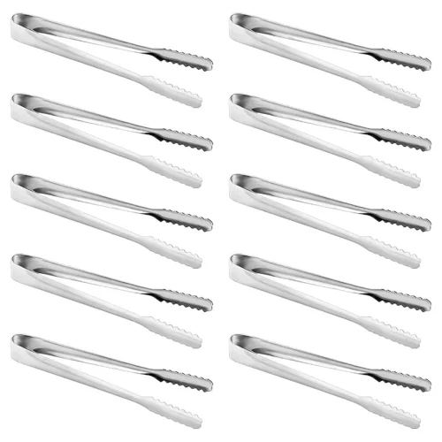 10 Pcs Stainless Steel Ice Sugar Tongs Mini Serving Tongs Small Tongs for Food Sweets Bread Cake
