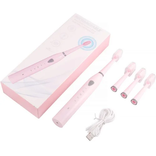 Rechargeable Electric Sonic Toothbrush for Adults 5 Modes with 2 Mins Timer and 4 Brushheads