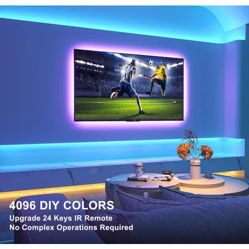 LED Strip Light 16.4ft, Upgrade RGB Tape Lights with 4096 DIY Color, with Remote Controller