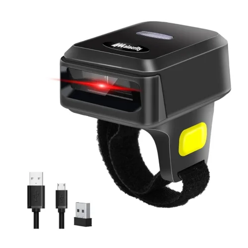 2D Wireless Ring Barcode Scanner,Portable Bluetooth Wearable Finger, Wireless & Wired