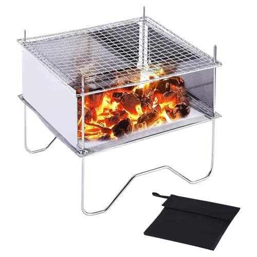 Outdoor Barbecue ,Camping Outdoor Folding Fire Stainless Steel, Charcoal BBQ