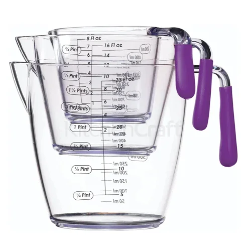 Measuring Jug Set, 3-Piece Plastic Measuring Jug with 200, 400 and 900ml Jugs